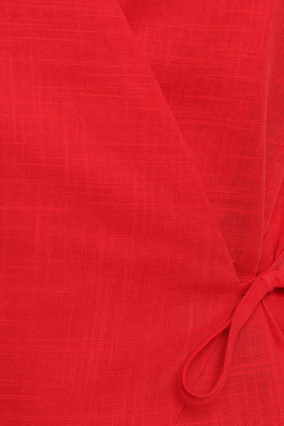 Vanni Wrap Front Linen Top - Red